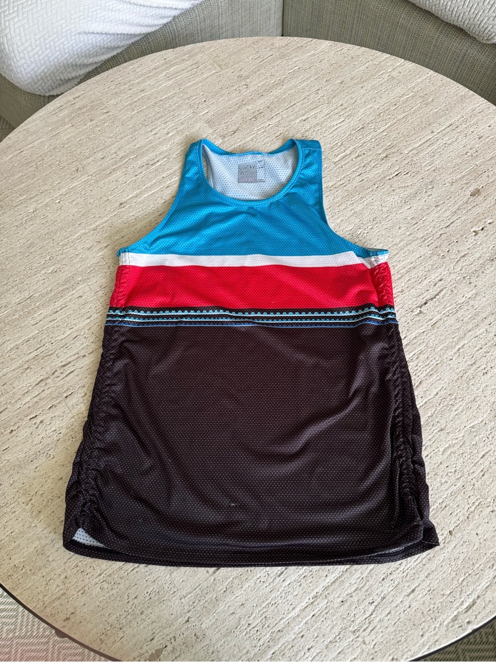 Lucky in Love Aqua & Pink Athletic Tank